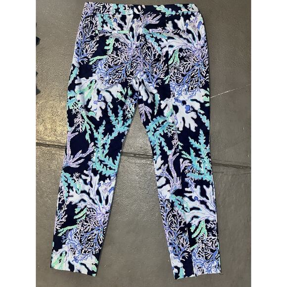 Lilly Pulitzer Women’s Dark Blue Seaweed Pattern Cotton Capri Size 12 - Picture 2 of 8